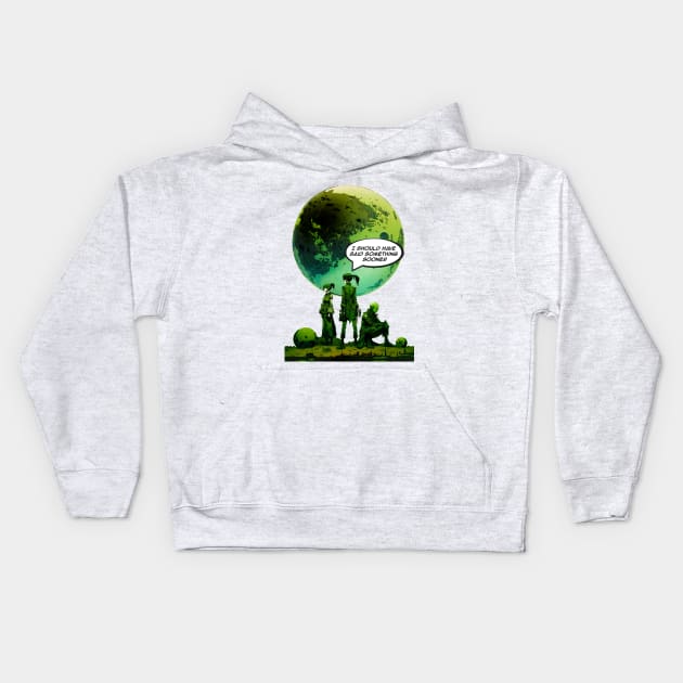 Peace on Earth No. 5: Goodwill Toward Humans "I Should Have Said Something Sooner" Kids Hoodie by Puff Sumo